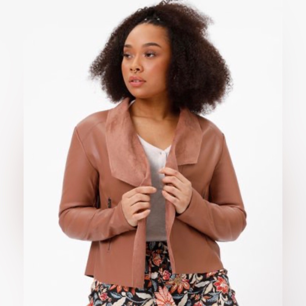 NWT Philosophy Camel wide lapel leather jacket